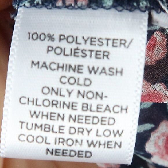 ANN TAYLOR LOFT PETITES BLUE FLORAL SEMI SHEER V NECK LONG SLEEVE TOP SIZE MP - Picture 3 of 10